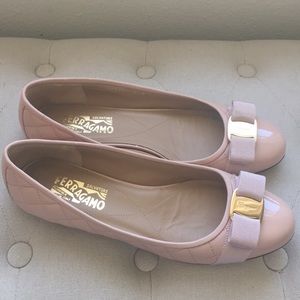 Salvatore Ferragamo Vera Quilted Flats 9 Blush